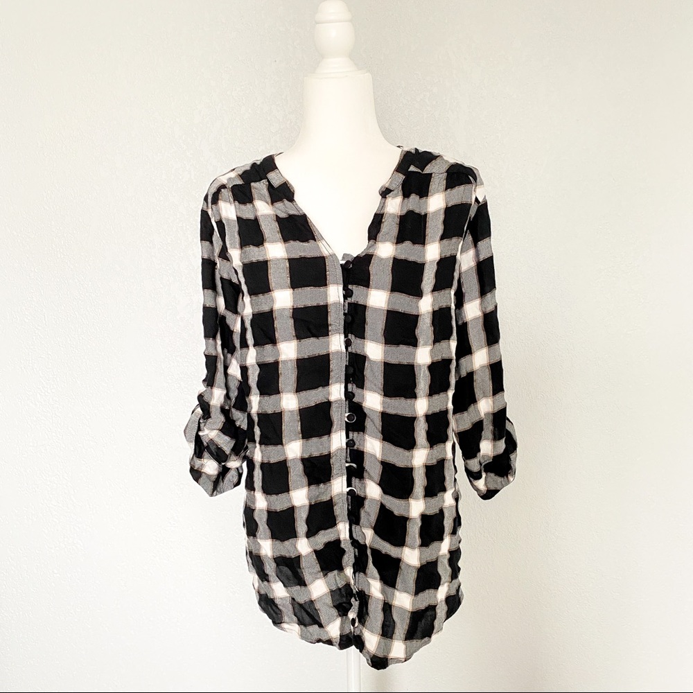 Torrid Black White Checkered Tunic Top Size 4